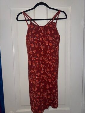 Floral Rust Red Slip Dress